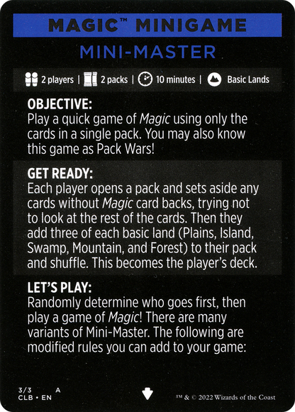 Mini-Master // Mini-Master (cont'd) (MCLB-003) - Commander Legends: Battle for Baldur's Gate Minigames