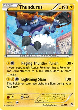 Thundurus 033  - Reverse Holofoil XY  Furious Fists - Rare