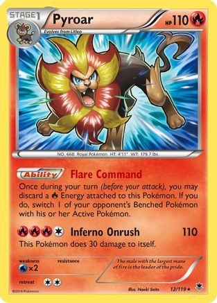 Pyroar 012/119  - Reverse Holofoil XY  Phantom Forces - Holo Rare
