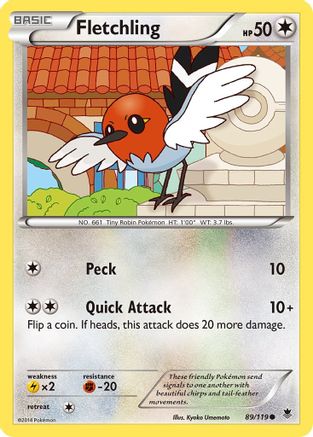 Fletchling 089  - Reverse Holofoil XY  Phantom Forces - Common