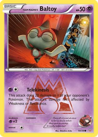 Team Magma's Baltoy 010/34  - Reverse Holofoil Double Crisis - Common