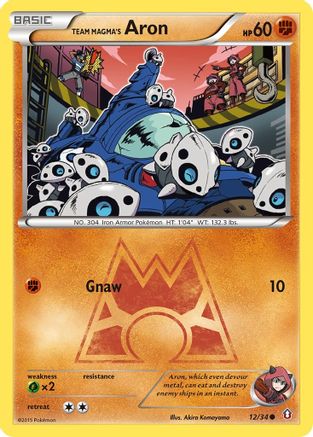 Team Magma's Aron 012/34  - Reverse Holofoil Double Crisis - Common