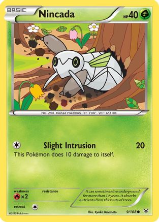 Nincada 009/108  - Reverse Holofoil XY  Roaring Skies - Common