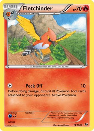 Fletchinder 014  - Reverse Holofoil XY  Roaring Skies - Uncommon