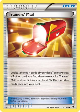 Trainers' Mail 092/108  - Reverse Holofoil XY  Roaring Skies - Uncommon