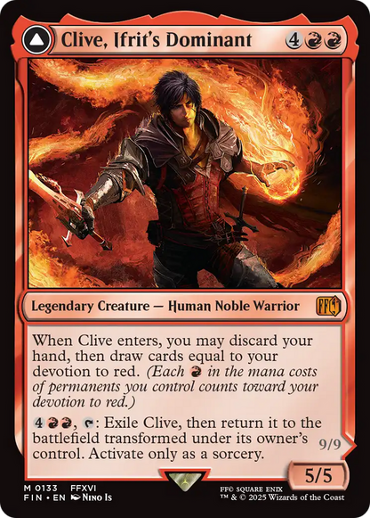 Clive, Ifrit's Dominant // Ifrit, Warden of Inferno (FIN-133) - FINAL FANTASY: (enchantment) Foil