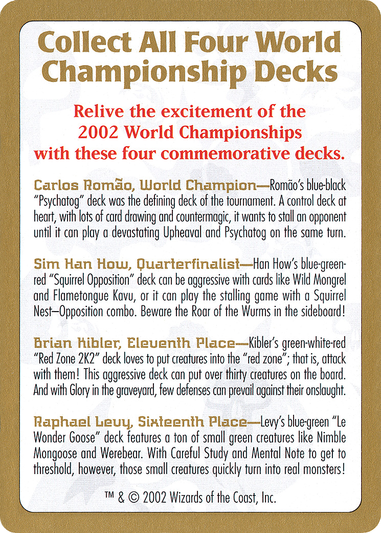 2002 World Championships Ad (WCD-) - World Championship Decks 2002