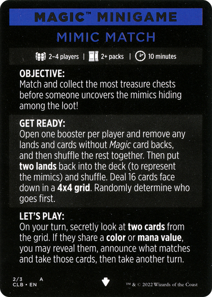 Mimic Match // Mimic Match (cont'd) (MCLB-002) - Commander Legends: Battle for Baldur's Gate Minigames Foil