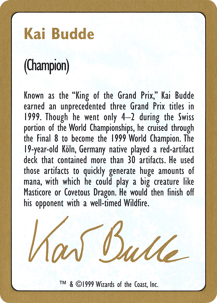 Kai Budde Bio (WCD-) - World Championship Decks 1999