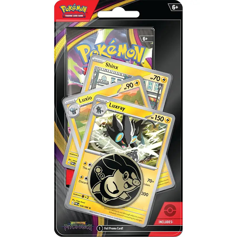 Pokémon Pitch Black Booster Pack with Luxray Evolution tree promo cards