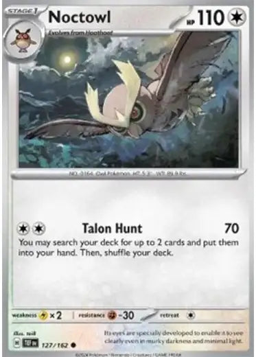 Pokemon TCG: Noctowl TEF 127/162 Holo Card