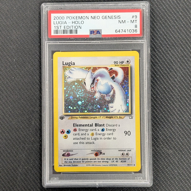 Pokemon TCG: Lugia 9/111 - 1st Edition Neo Genesis - PSA 8 with swirl