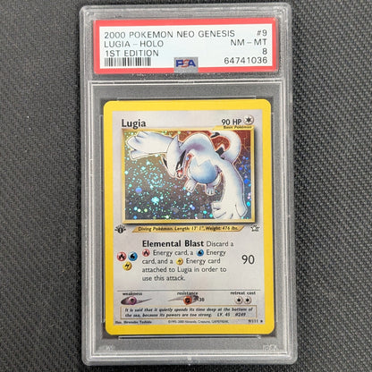 Pokemon TCG: Lugia 9/111 - 1st Edition Neo Genesis - PSA 8 with swirl