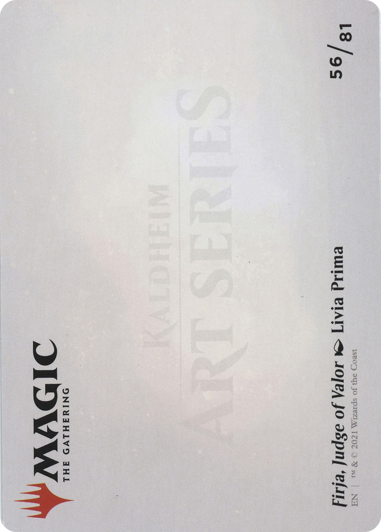 Firja, Judge of Valor // Firja, Judge of Valor (AKHM-056) - Kaldheim Art Series (Borderless) Foil