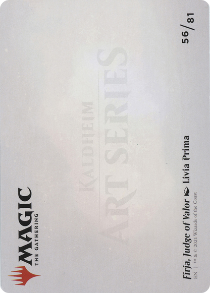 Firja, Judge of Valor // Firja, Judge of Valor (AKHM-056) - Kaldheim Art Series (Borderless) Foil