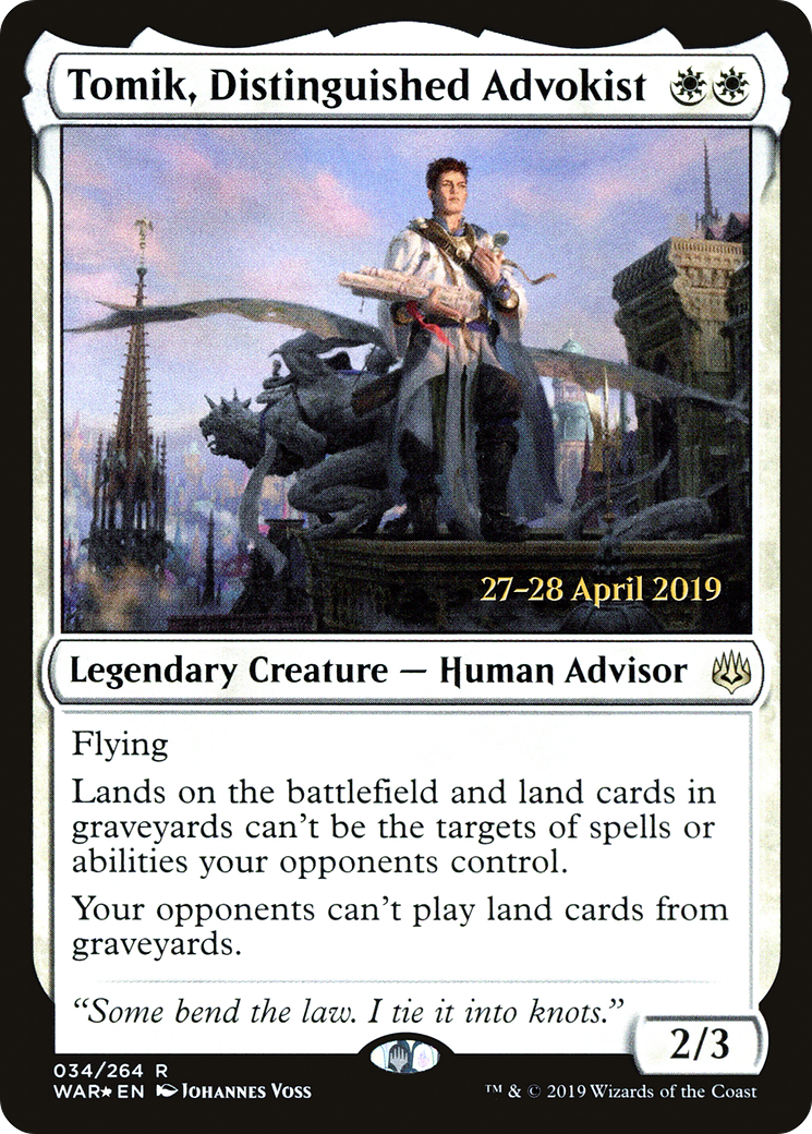 Tomik, Distinguished Advokist (PRE-34S) - War of the Spark Promos Foil
