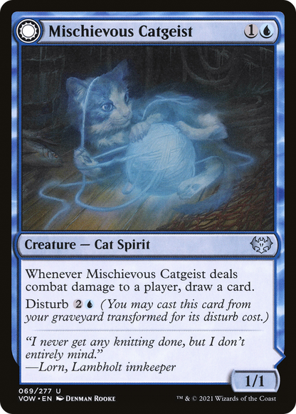 Mischievous Catgeist (VOW-069) - Innistrad: Crimson Vow: (Double Faced Transform)