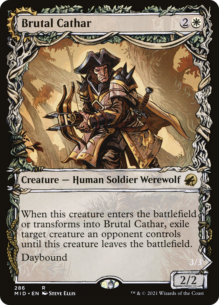Brutal Cathar (Showcase) (MID-286) - Innistrad: Midnight Hunt: (Showcase, Double Faced Transform) Foil