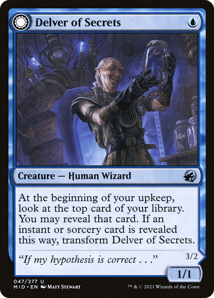 Delver of Secrets (MID-047) - Innistrad: Midnight Hunt: (Double Faced Transform)