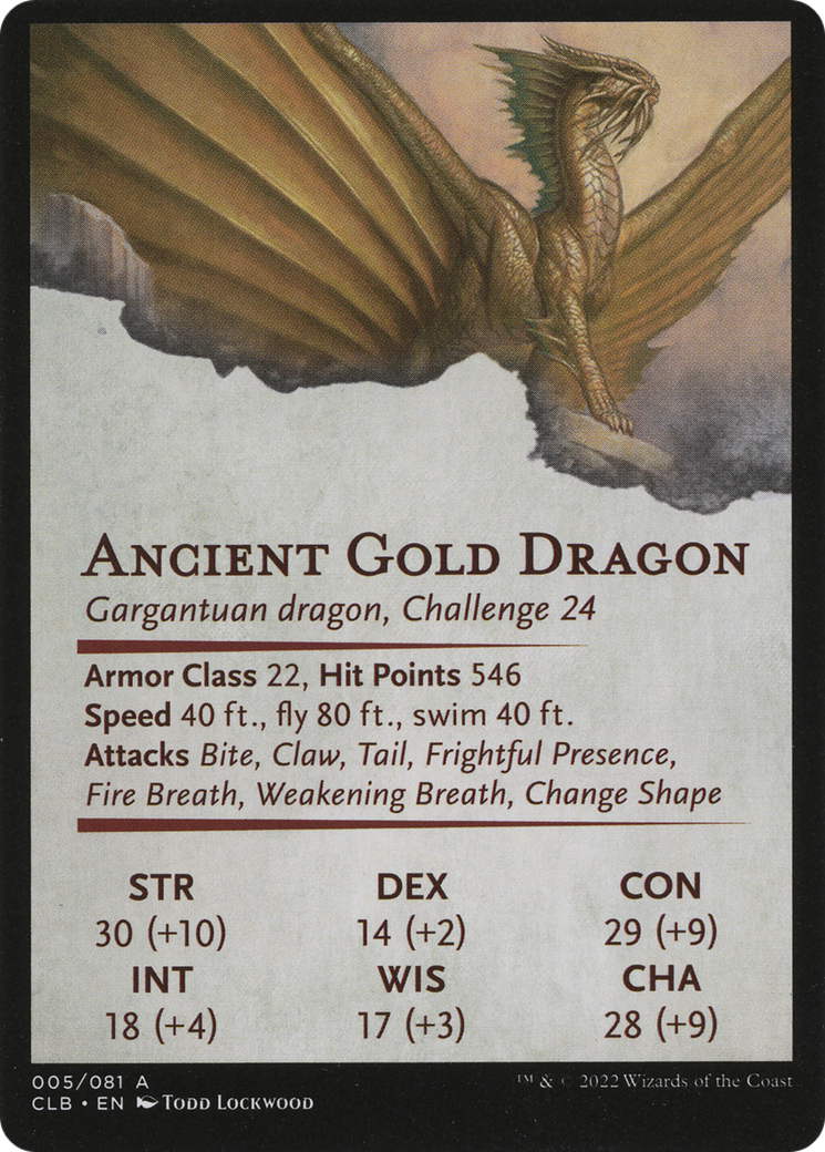 Ancient Gold Dragon // Ancient Gold Dragon (ACLB-005) - Battle for Baldur's Gate Art Series (Borderless) Foil