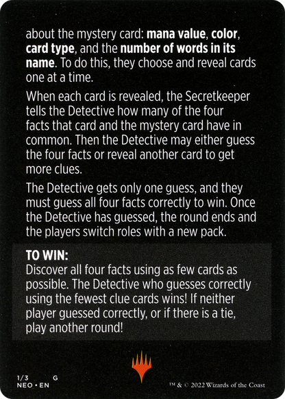 Booster Sleuth // Booster Sleuth (cont'd) (MNEO-001) - Kamigawa: Neon Dynasty Minigames