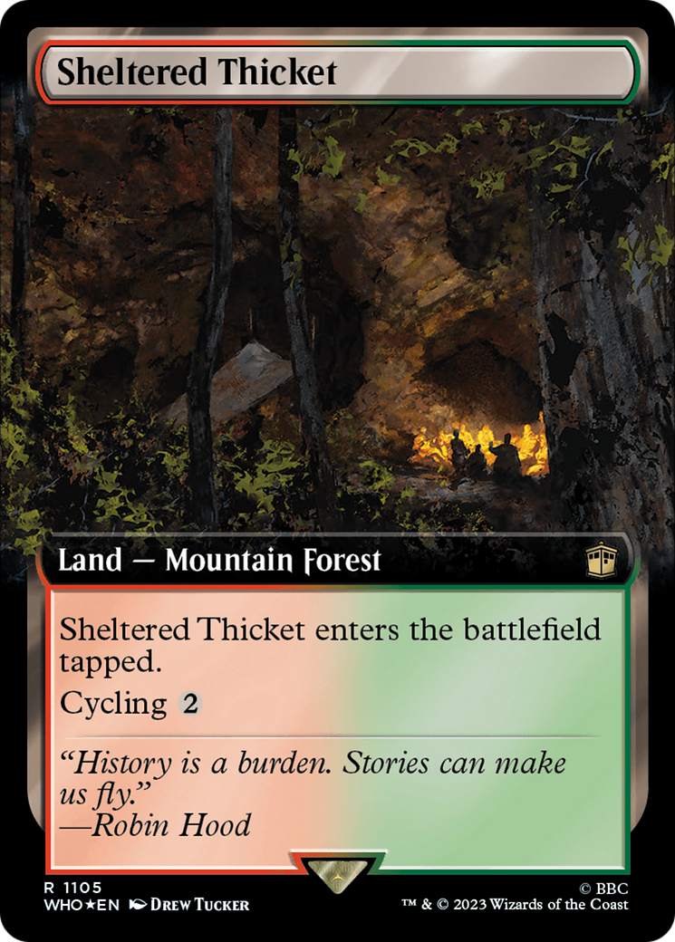 Sheltered Thicket (Extended Art) (Surge Foil) (WHO-1105) - Doctor Who: (Extended Art) Foil