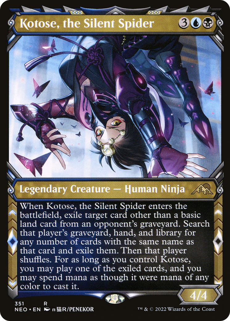 Kotose, the Silent Spider (Showcase) (NEO-351) - Kamigawa: Neon Dynasty: (Showcase) Foil