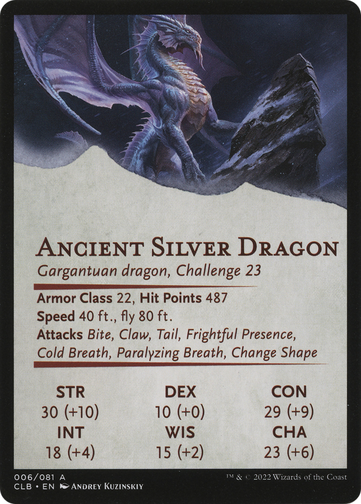 Ancient Silver Dragon // Ancient Silver Dragon (ACLB-006) - Battle for Baldur's Gate Art Series (Borderless)