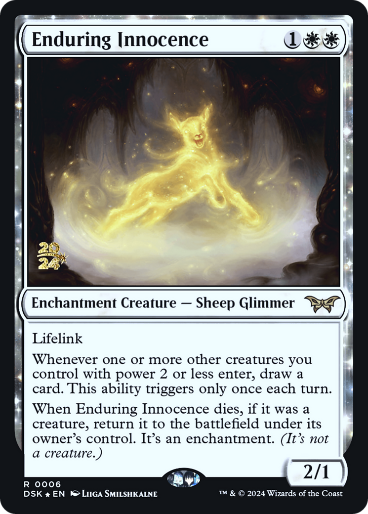Enduring Innocence (PRE-06S) - Duskmourn: House of Horror Promos: (enchantment) Foil