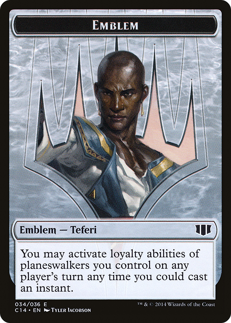 Emblem - Teferi, Temporal Archmage // Zombie (Blue) Token (C14-034) - Commander 2014 Tokens