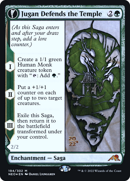 Jugan Defends the Temple (PRE-194S) - Kamigawa: Neon Dynasty Promos: (fandfc, enchantment) Foil