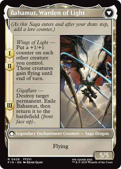 Dion, Bahamut's Dominant // Bahamut, Warden of Light (FIN-428) - FINAL FANTASY: (enchantment, Extended Art) Foil