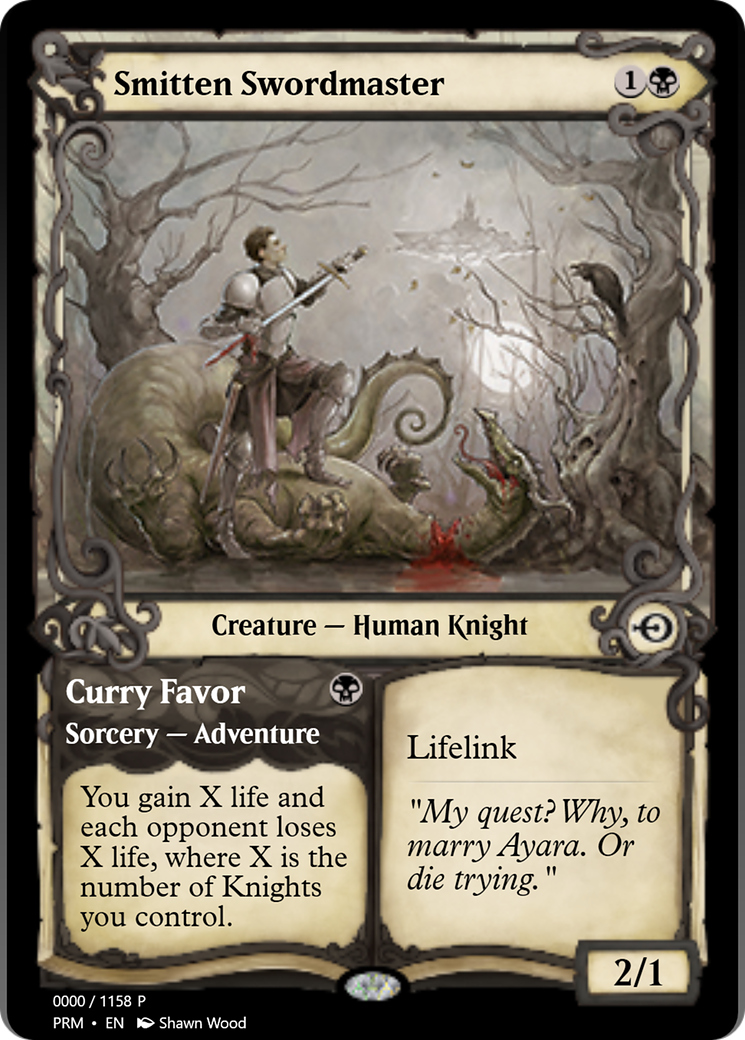 Smitten Swordmaster // Curry Favor (PRM-78766) - Magic Online Promos Foil
