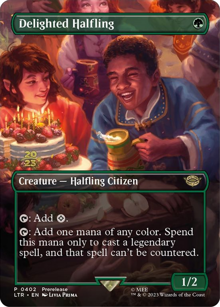 Delighted Halfling (0402) (PRE-402S) - Tales of Middle-earth Promos (Borderless) Foil