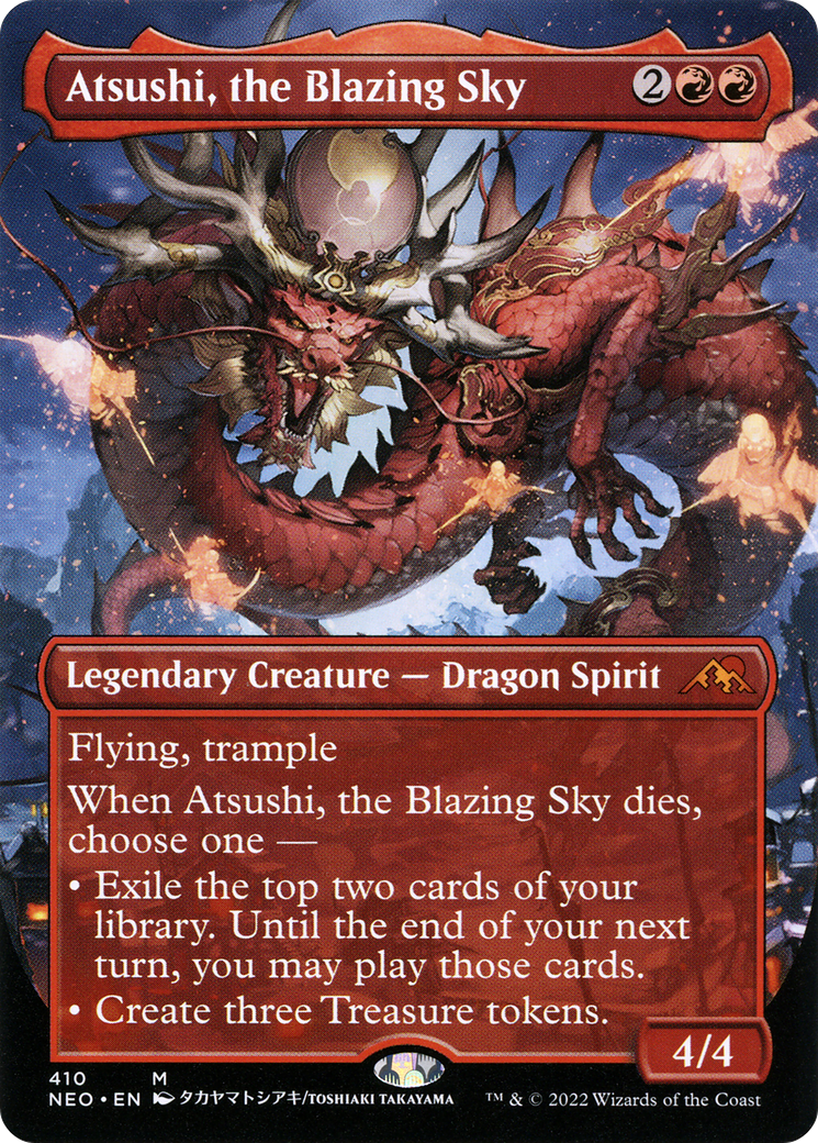 Atsushi, the Blazing Sky (Borderless) (NEO-410) - Kamigawa: Neon Dynasty (Borderless)