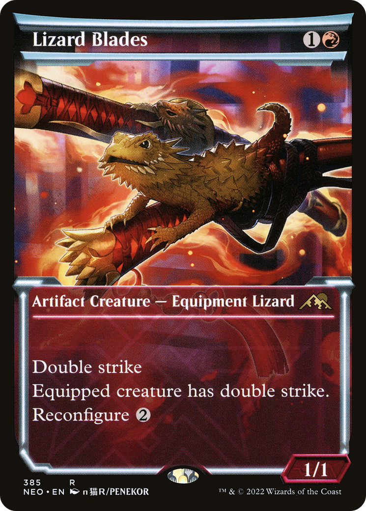 Lizard Blades (Showcase) (NEO-385) - Kamigawa: Neon Dynasty: (Showcase) Foil