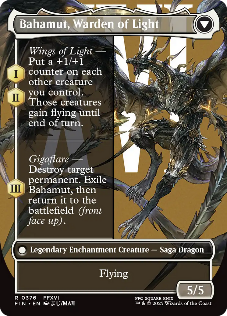 Dion, Bahamut's Dominant // Bahamut, Warden of Light (FIN-376) - FINAL FANTASY: (enchantment) (Borderless)