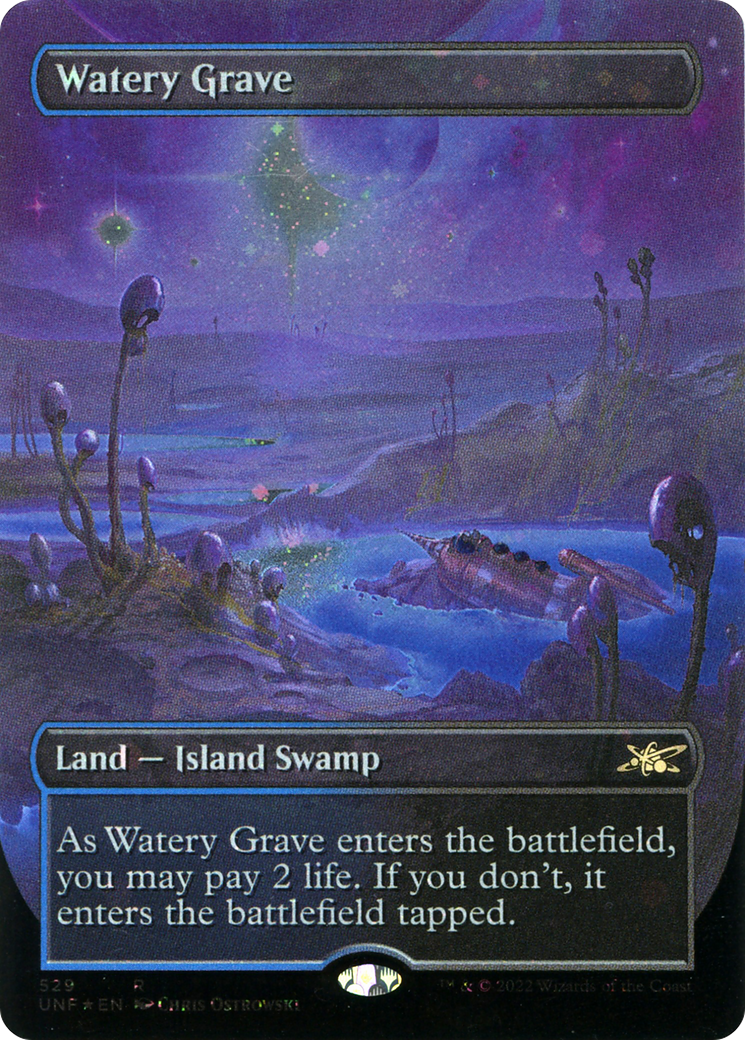 Watery Grave (Borderless) (Galaxy Foil) (UNF-529) - Unfinity (Borderless) Foil