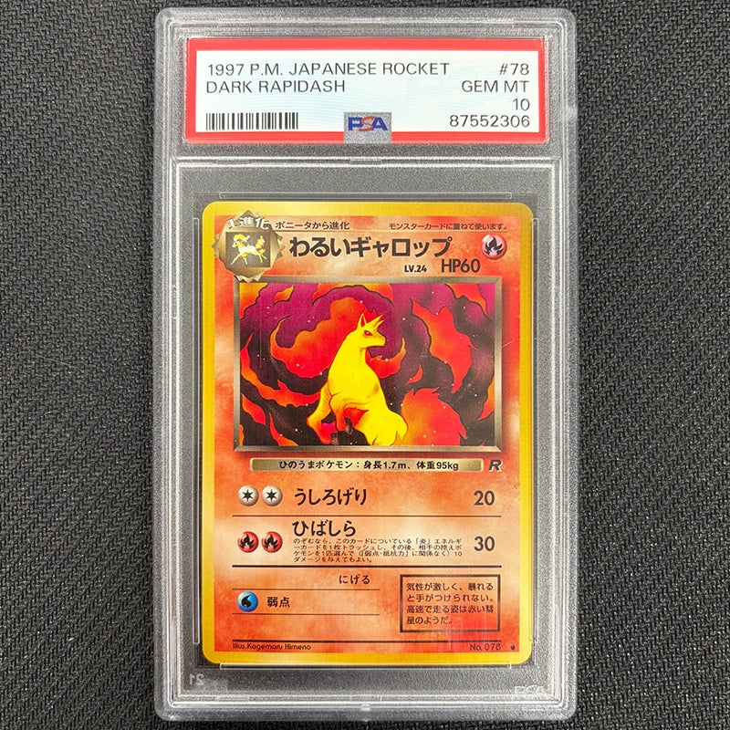 Japanese Pokemon: Dark Rapidash No.078 - Rocket - PSA 10