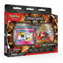 Pokémon League Battle Deck Mega Luccario 100 card deck in its original blister card packaging, shown on a clean white background.