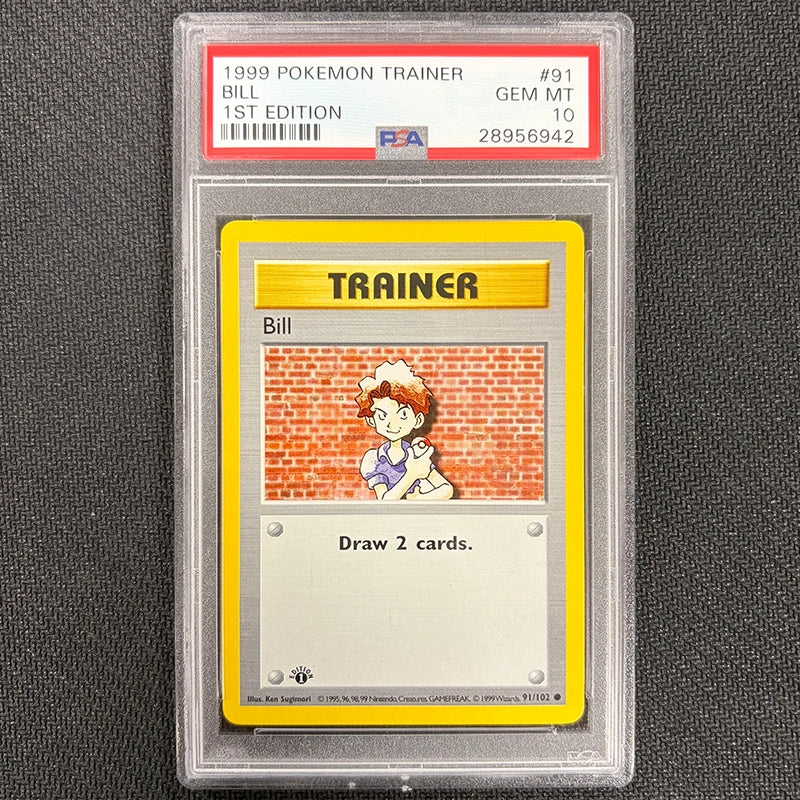 Pokemon TCG: Bill 91/102 - Base Set 1st Edition - PSA 10