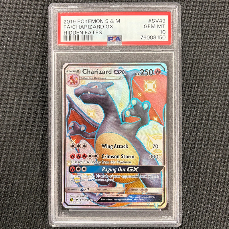 Pokemon TCG: Charizard GX SV49 - Hidden Fates - PSA 10