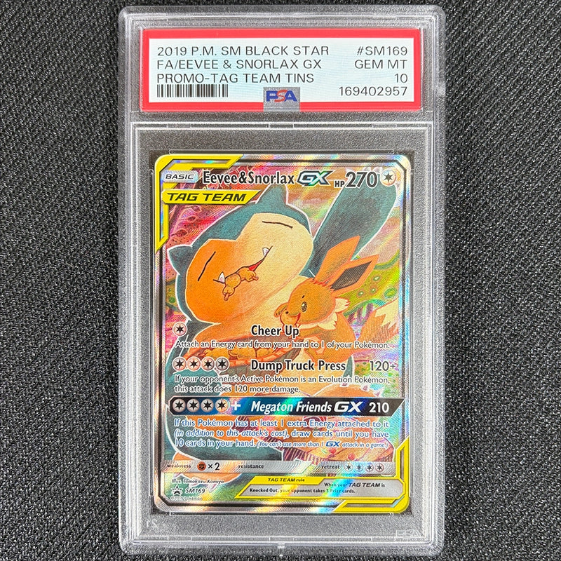 Pokemon TCG: Eevee & Snorlax GX SM169 - PSA 10