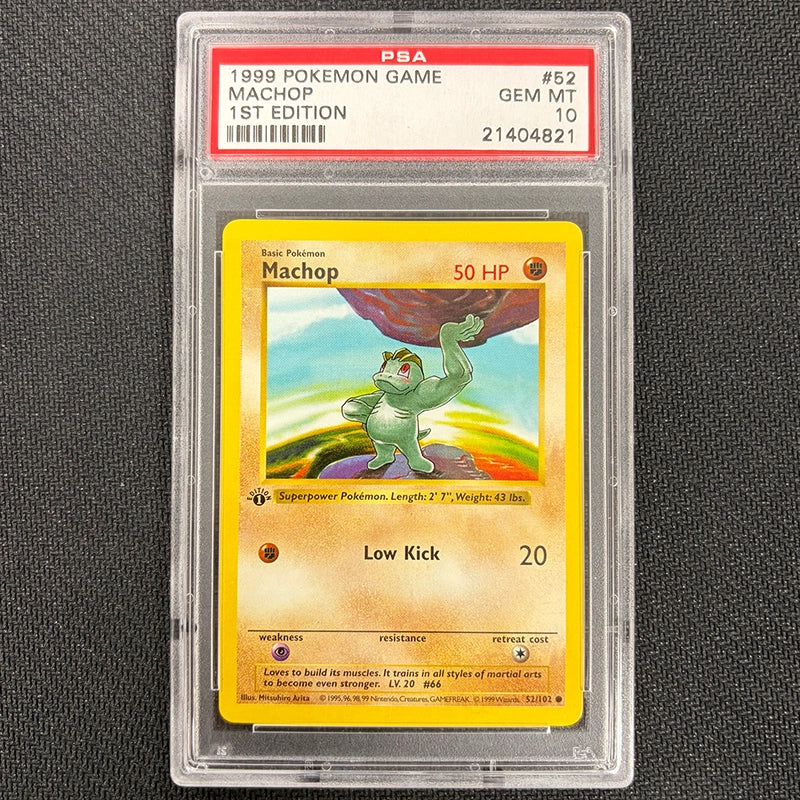 Pokemon TCG: Machop 52/102 - Base Set 1st Edition - PSA 10