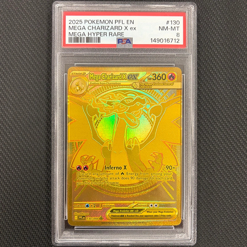 Pokemon TCG: Mega Charizard X Ex 130/094 - Phantasmal Flames - PSA 8