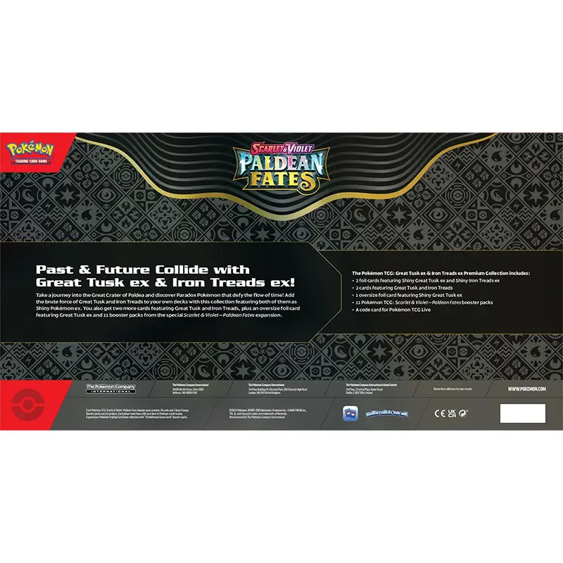 Pokemon TCG: Paldean Fates - Great Tusk Ex & Iron Treads Ex Premium Collection Contents