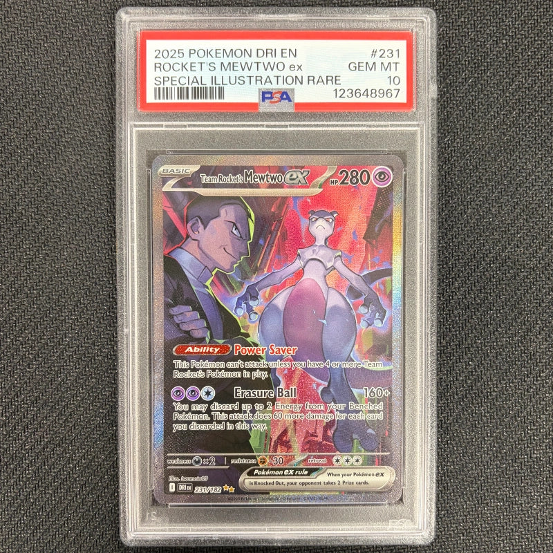 Pokemon TCG: Team Rocket's Mewtwo Ex 231/182 - Destined Rivals - PSA 10