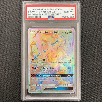 Pokemon TCG: White Kyurem GX 74/70 - Dragon Majesty - PSA 10